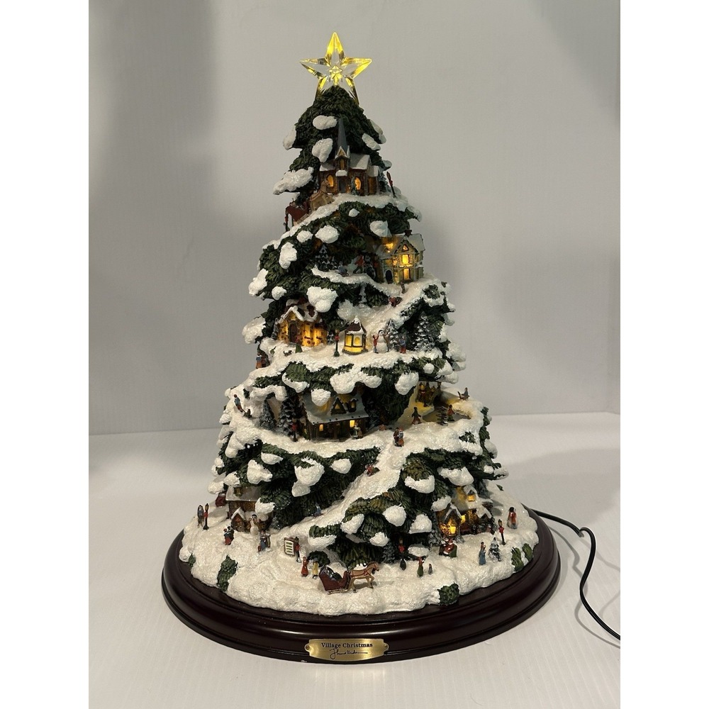 2004 Thomas Kinkade Village Christmas Illuminated Tree 15" Bradford Editions